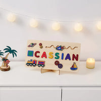 puzzle prénom CASSIAN avec planète et train