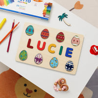 puzzle prénom LUCIE œufs multicolores