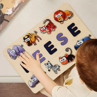puzzle prénom REESE personnalisé jungle bois