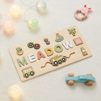 puzzle prénom bébé MEADOW cocotier et phare