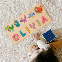 puzzle prénom bébé OLIVIA thème dinosaure