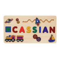 puzzle prénom bois CASSIAN thème fusée