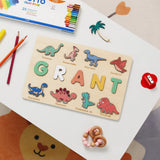 puzzle prénom bois bébé thème dinosaure