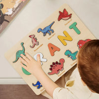 puzzle prénom bois enfant avec dinosaures