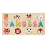 puzzle prénom en bois Vanessa animaux forêt
