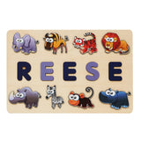 puzzle prénom en bois animaux exotiques