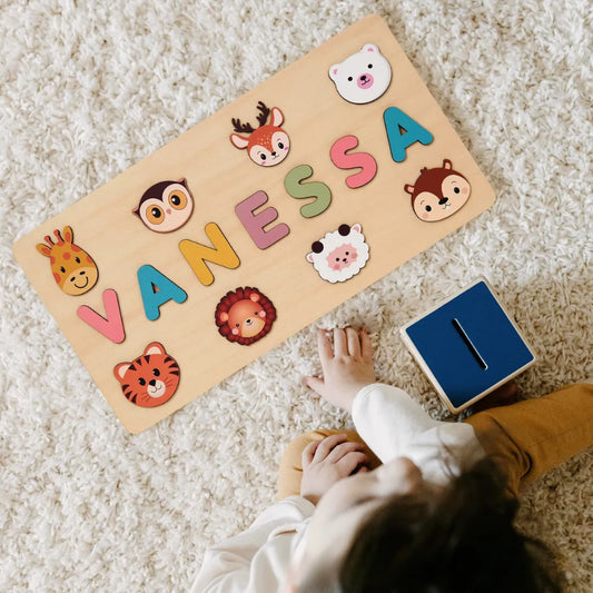 puzzle prénom fille bois animaux