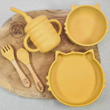 Set repas bébé - Assiette ventouse + Bol ventouse + Tasse d'apprentissage + Couverts personnalisé Chat - Cadeau de naissance