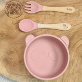 Set repas bébé - Bol ventouse + Couverts personnalisés Panda - Cadeau de naissance